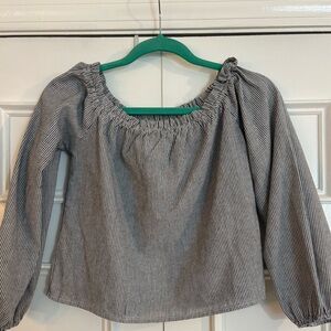 Brandy Melville Blue & White Pinstripe Off the Shoulder Top